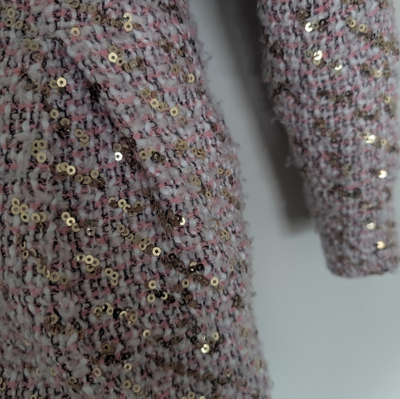 Disney Princess Tweed Coat Girls 5/6 Pink Sequins Faux Fur Dress-up Fairytale - Picture 3 of 10